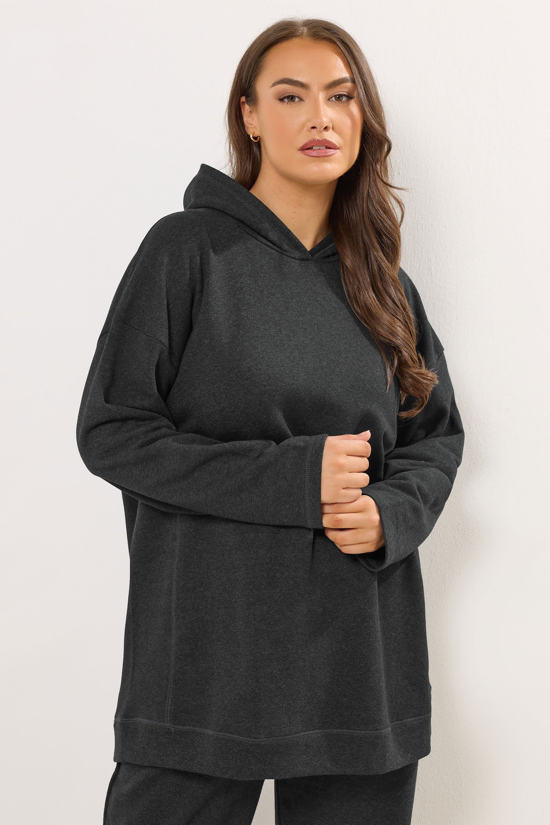 Yours Plus Size Grey Seam Detail Hoodie