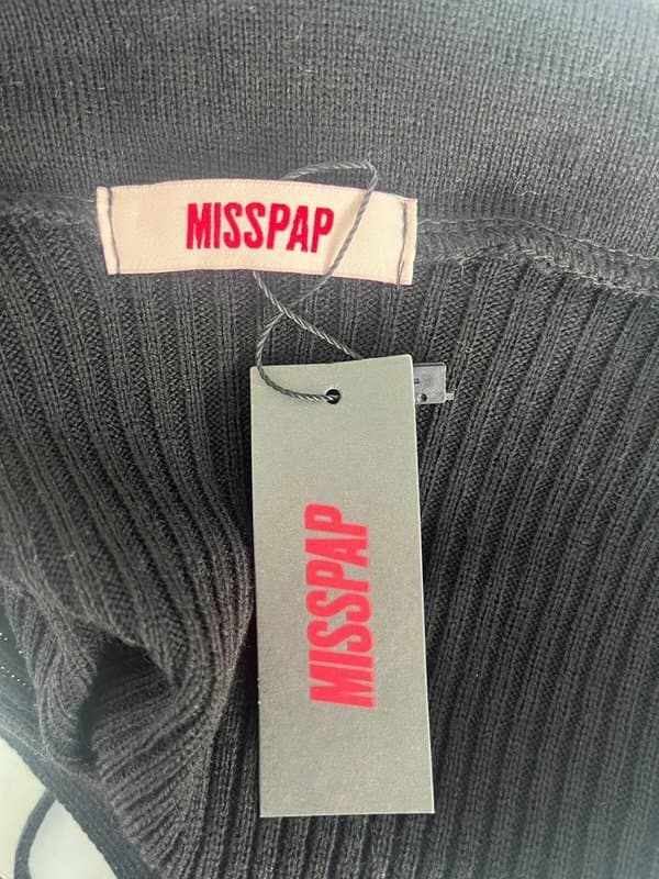 Misspap MissPap Bodycon Dress Size 10 Women's NEW Black Lace Up Ribbed Knit EU38 RRP £45