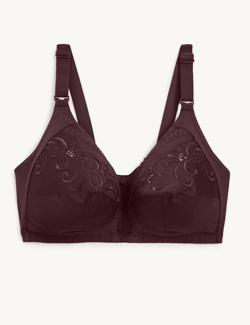 Marks & Spencer M&S Embroidered Non Wired Total Support Bra Blackcurrant - 1