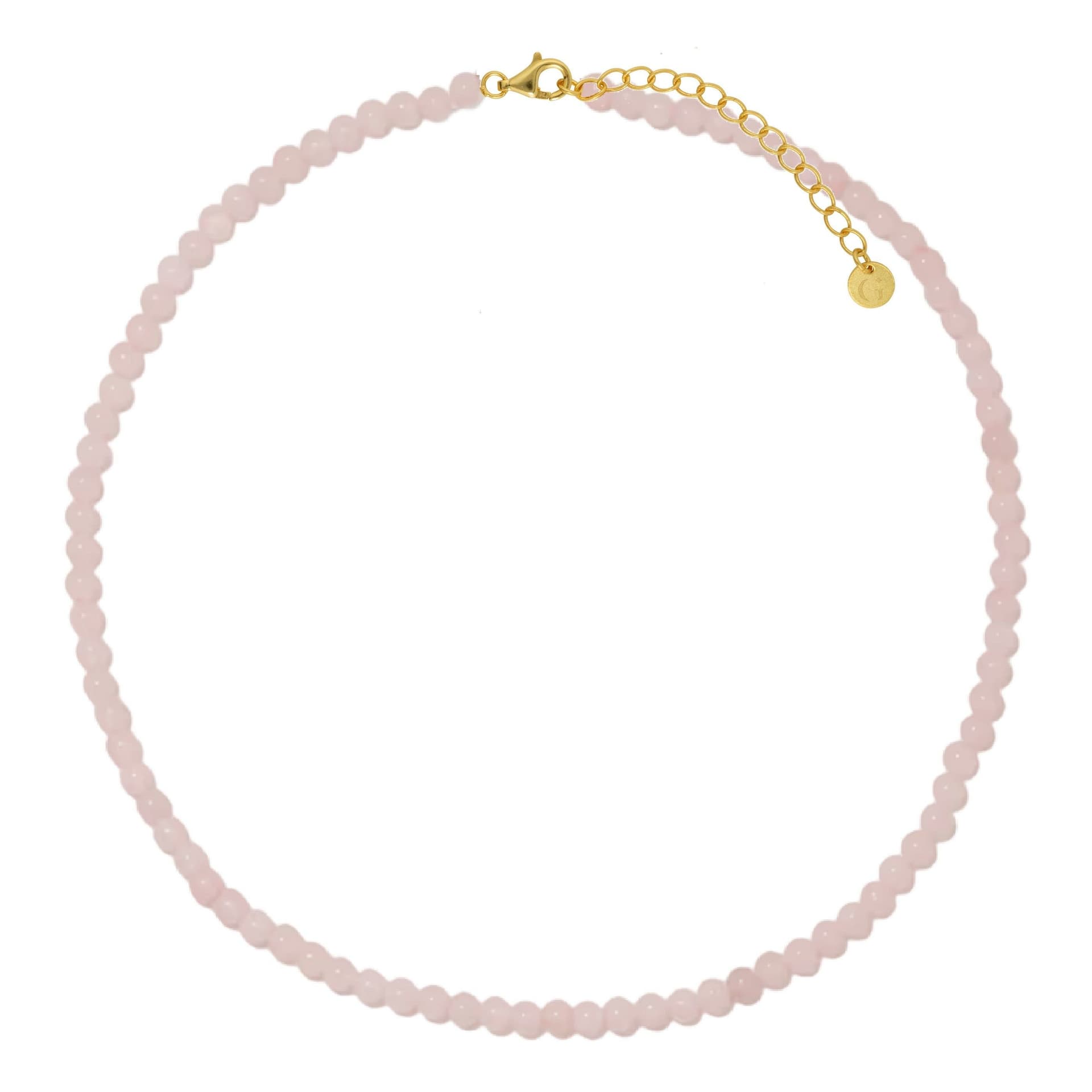 Gold Trip Gold Trip Women's Rose Quartz Beaded Necklace in Pink