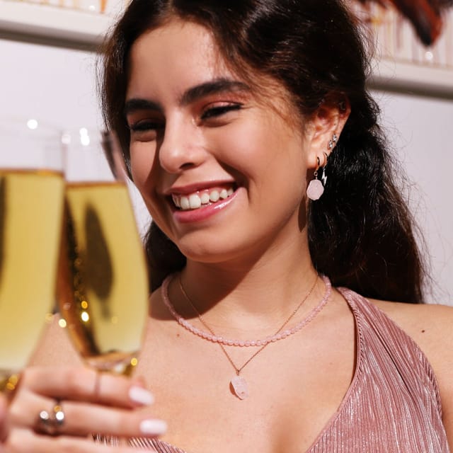 Gold Trip Gold Trip Women's Rose Quartz Beaded Necklace in Pink - 3