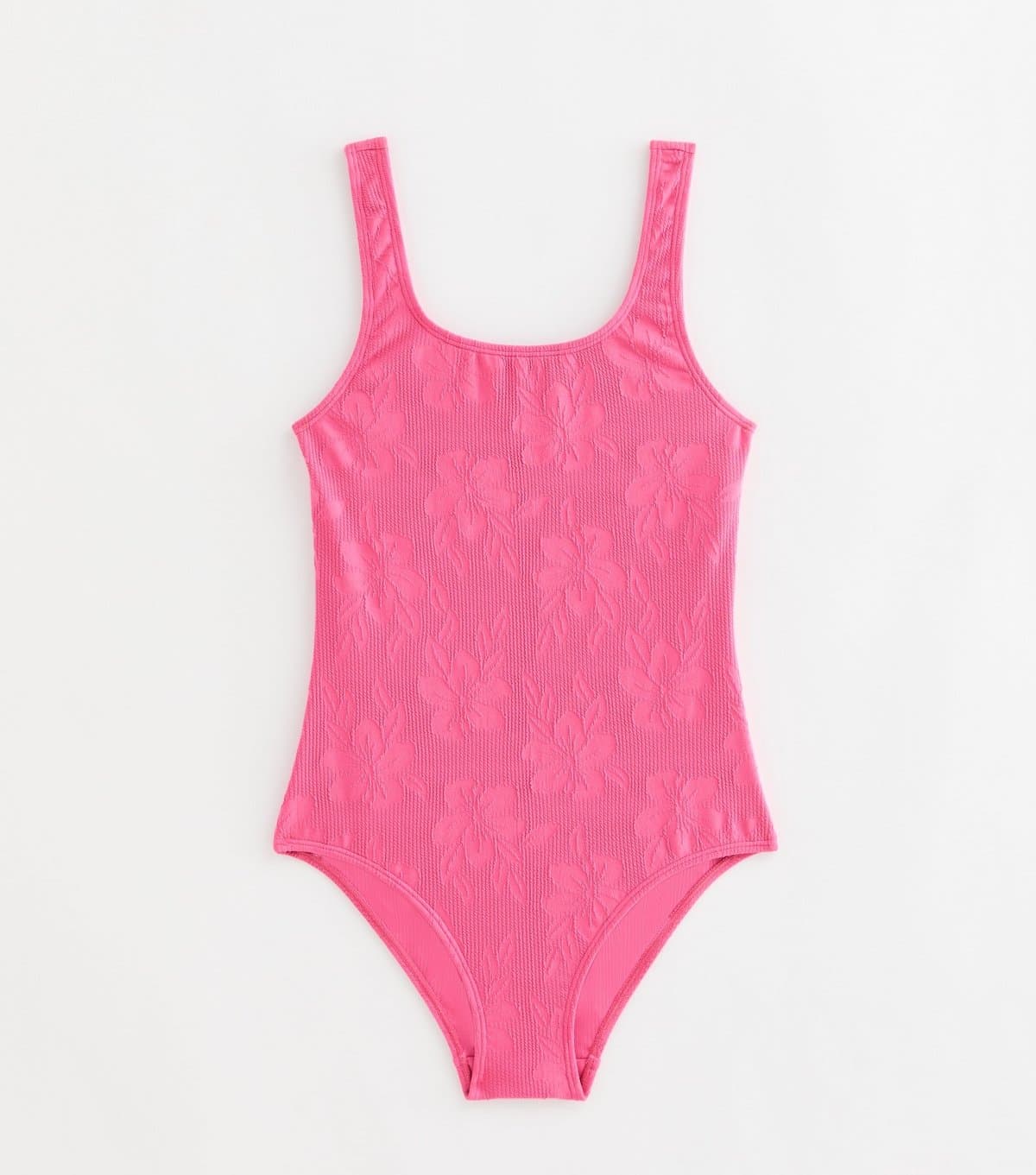 New Look Girls' Pink Hibiscus Jacquard Swimsuit New Look