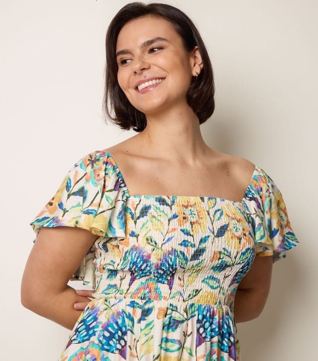 Blue Vanilla Women's Yellow Tropical Print Midi Dress Blue Vanilla New Look - 2