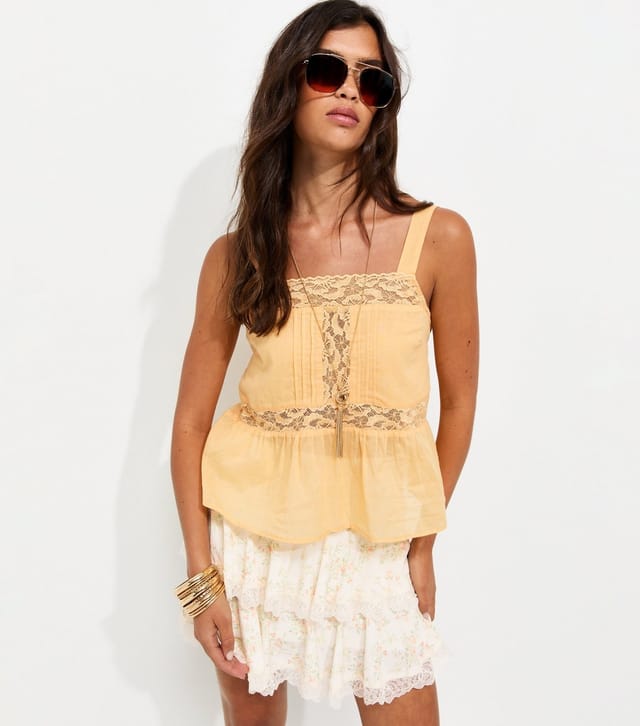 New Look Women's White Ditsy Floral Lace Trim Tiered Mini Skirt New Look - 2