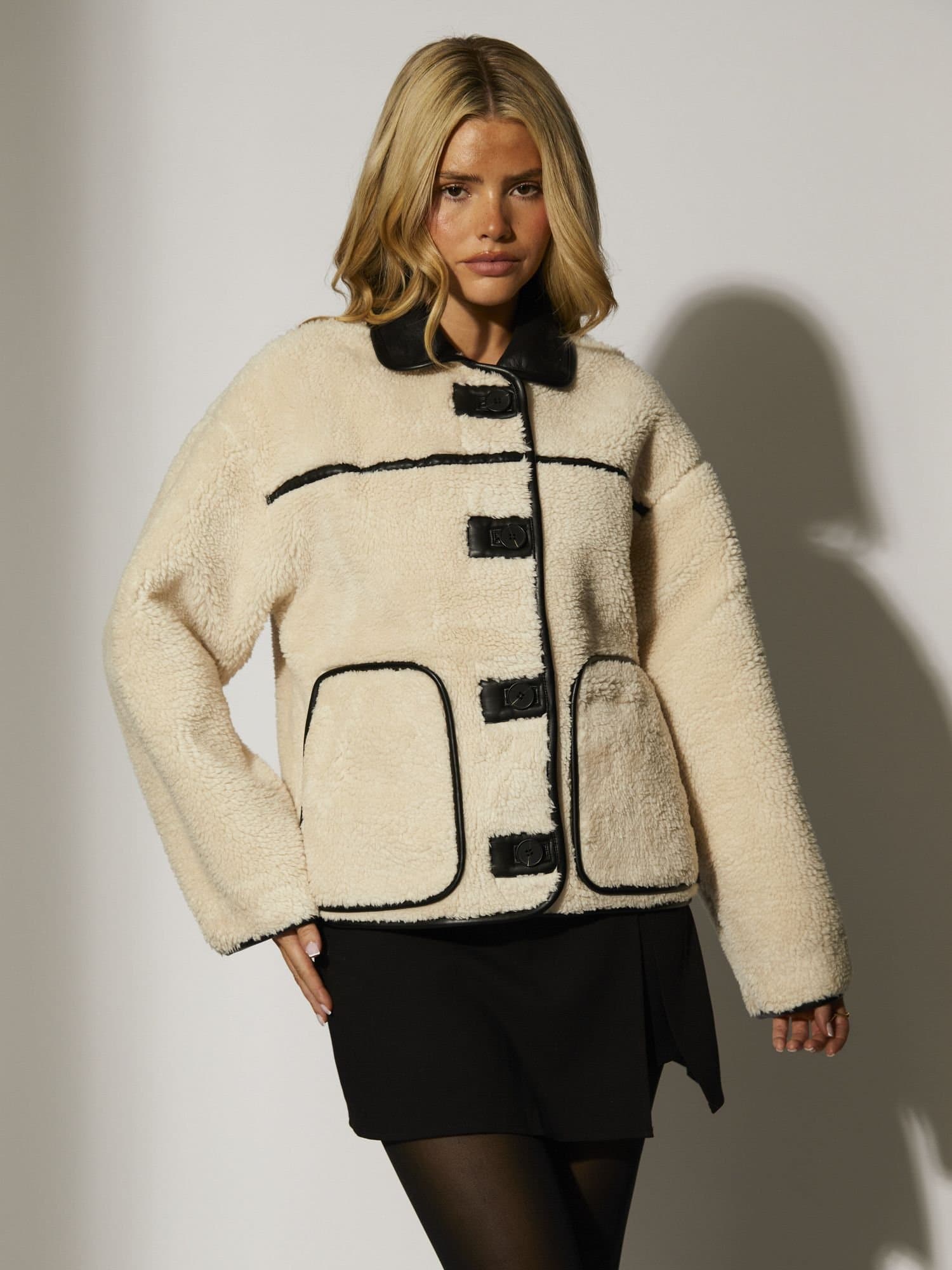 South Beach South Beach Women's Reversable Borg Button Down Jacket