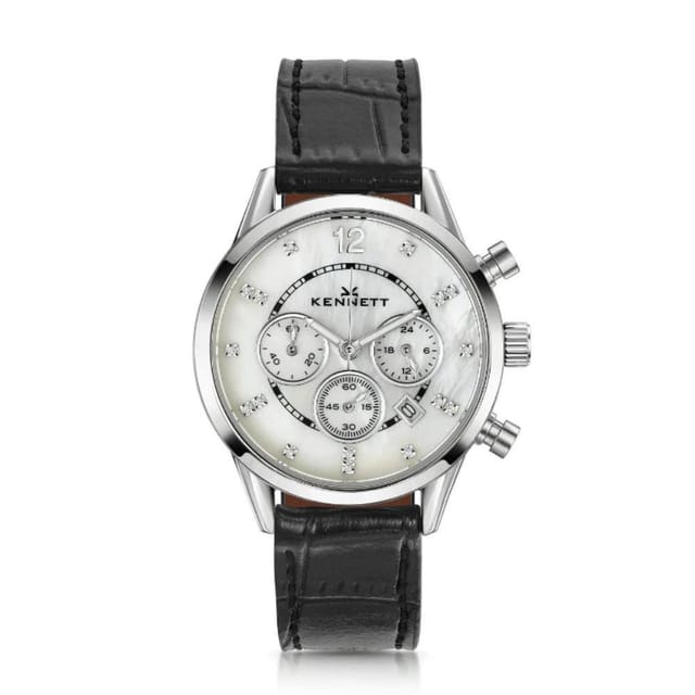 Kennett Kennett Women's Lady Savro Chronograph Watch Croco Strap in Black - 2