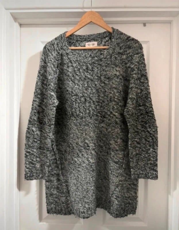New Look Cosy Women's New Look Grey Mix Longline Knitted Sweater Jumper Top size 16