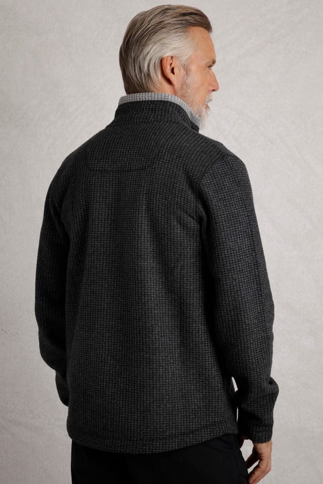 Weird Fish Weird Fish Men's Shires Full Zip Grid Fleece in Jet Black - 3