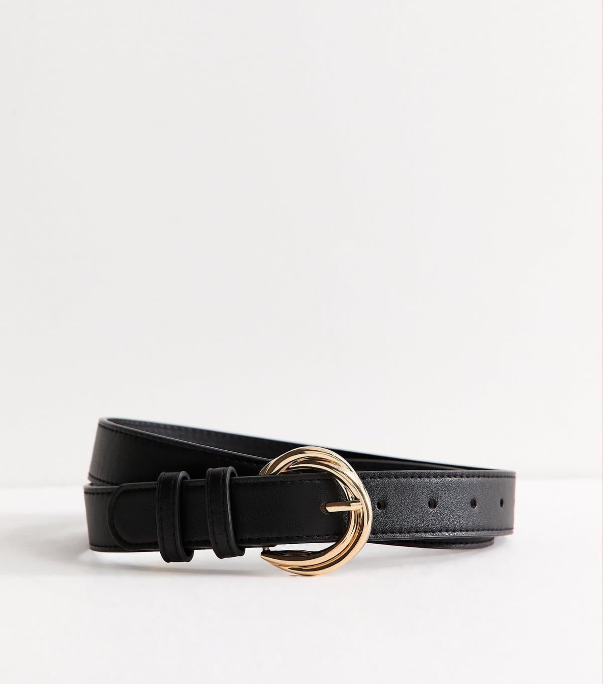 New Look New Look Black Faux Leather Double Twist Buckle Belt