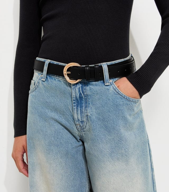 New Look Black Faux Leather Double Twist Buckle Belt New Look - 2