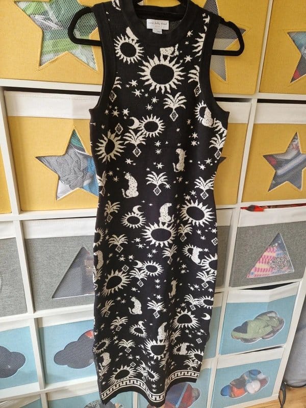 Never Fully Dressed Black & Cream Knit Midi Dress