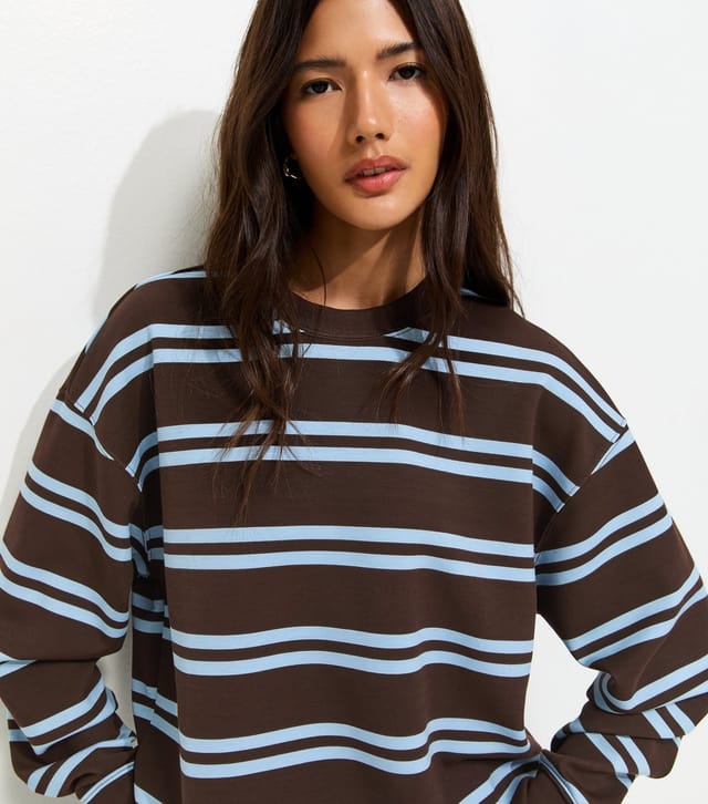 New Look Women's Premium Brown Striped Sweatshirt New Look - 3