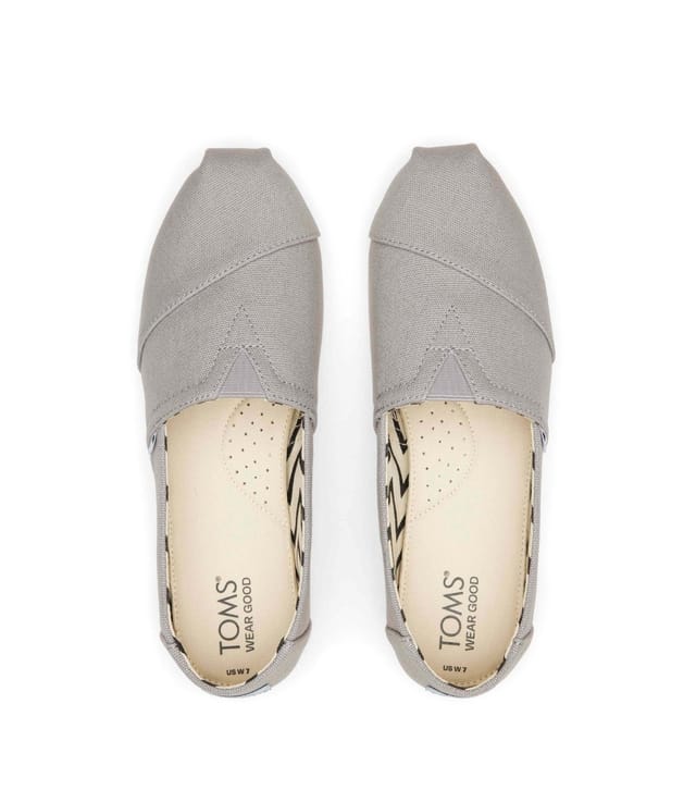 TOMS Women's Pale Grey Canvas Slip On Espadrilles Toms New Look - 3