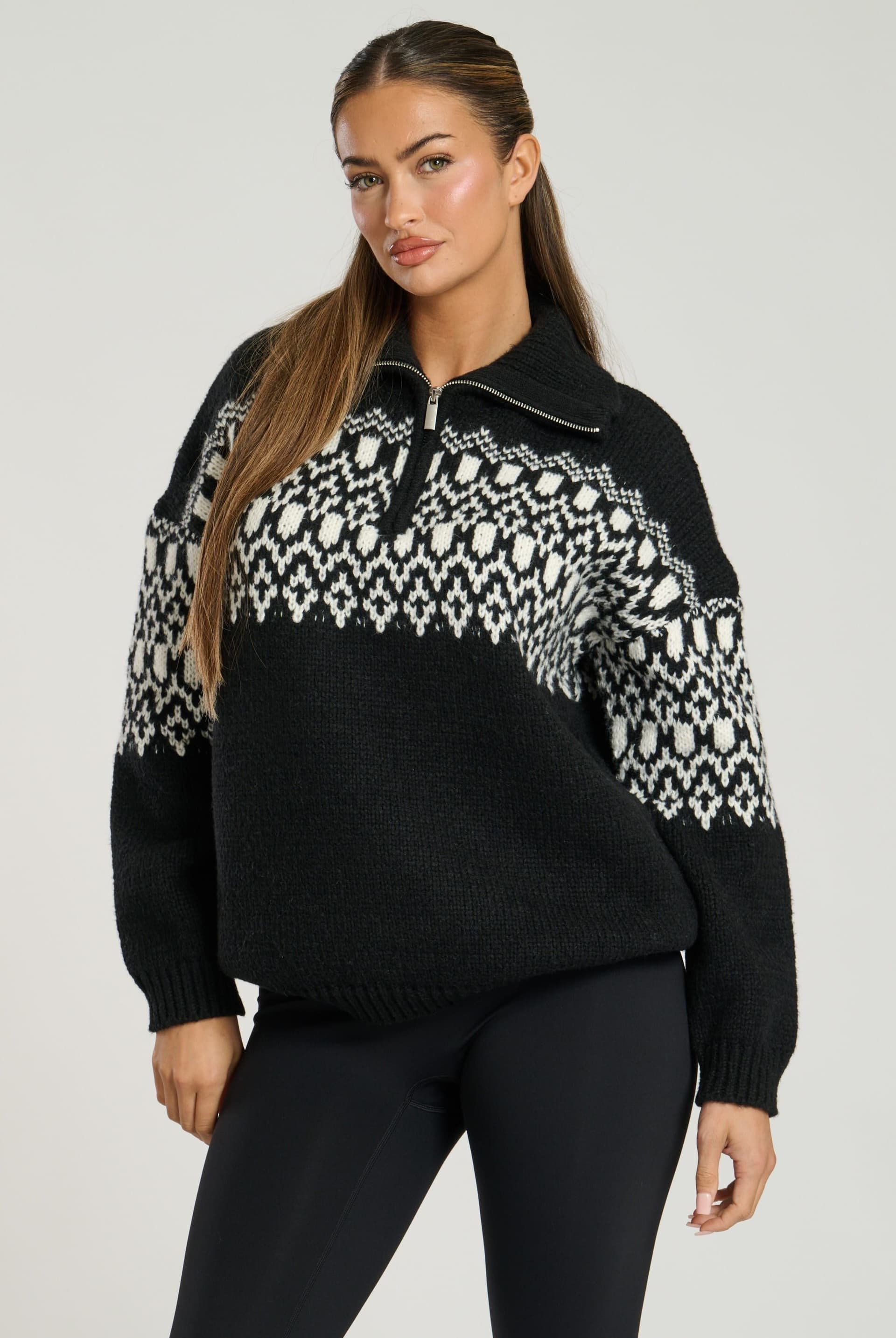 South Beach South Beach Women's Fairisle Rolle Neck Jumper