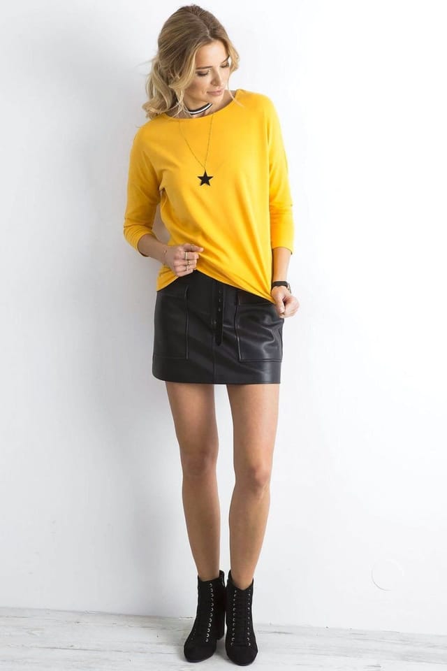 Love Lace Love Lace Women's Simple Cut Blouse with 3/4 Sleeve in Yellow - 2