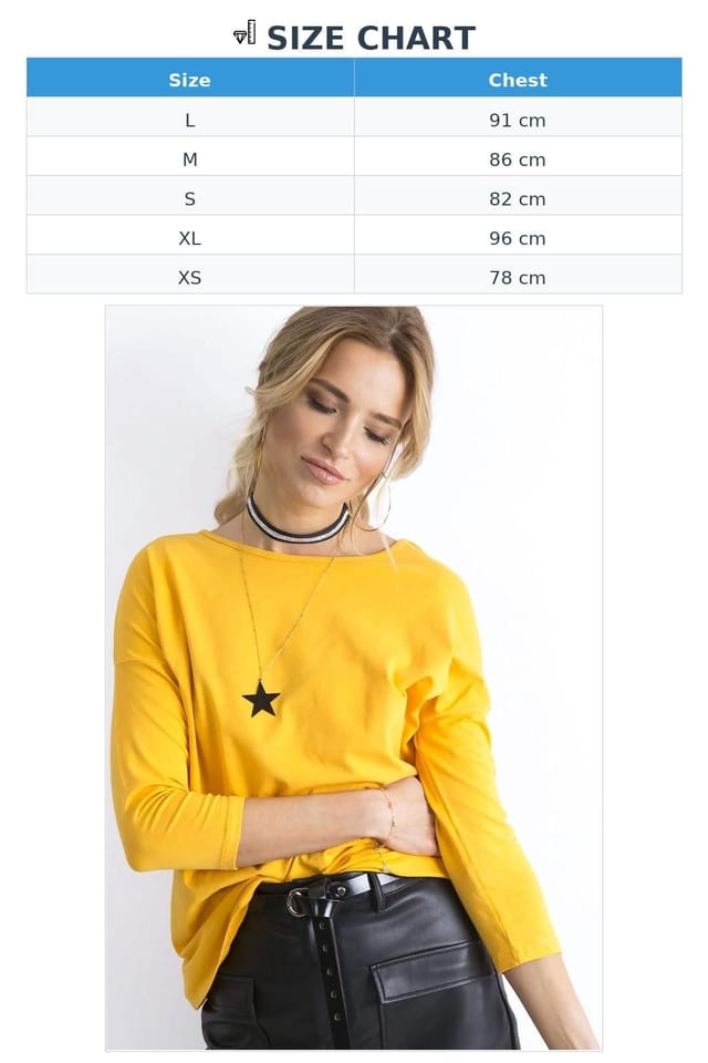 Love Lace Love Lace Women's Simple Cut Blouse with 3/4 Sleeve in Yellow - 3