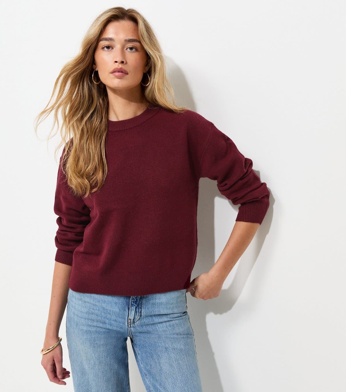 New Look Women's Tall Dark Burgundy Midweight Crew Neck Jumper New Look