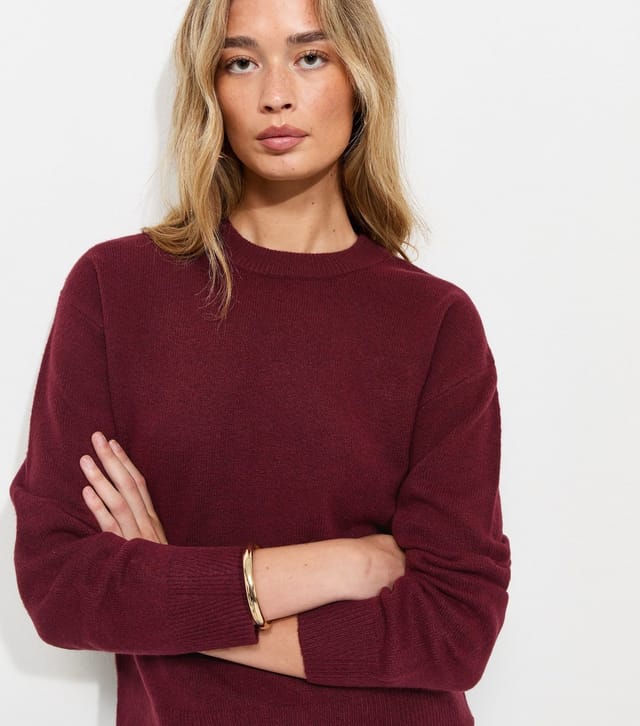 New Look Women's Tall Dark Burgundy Midweight Crew Neck Jumper New Look - 2