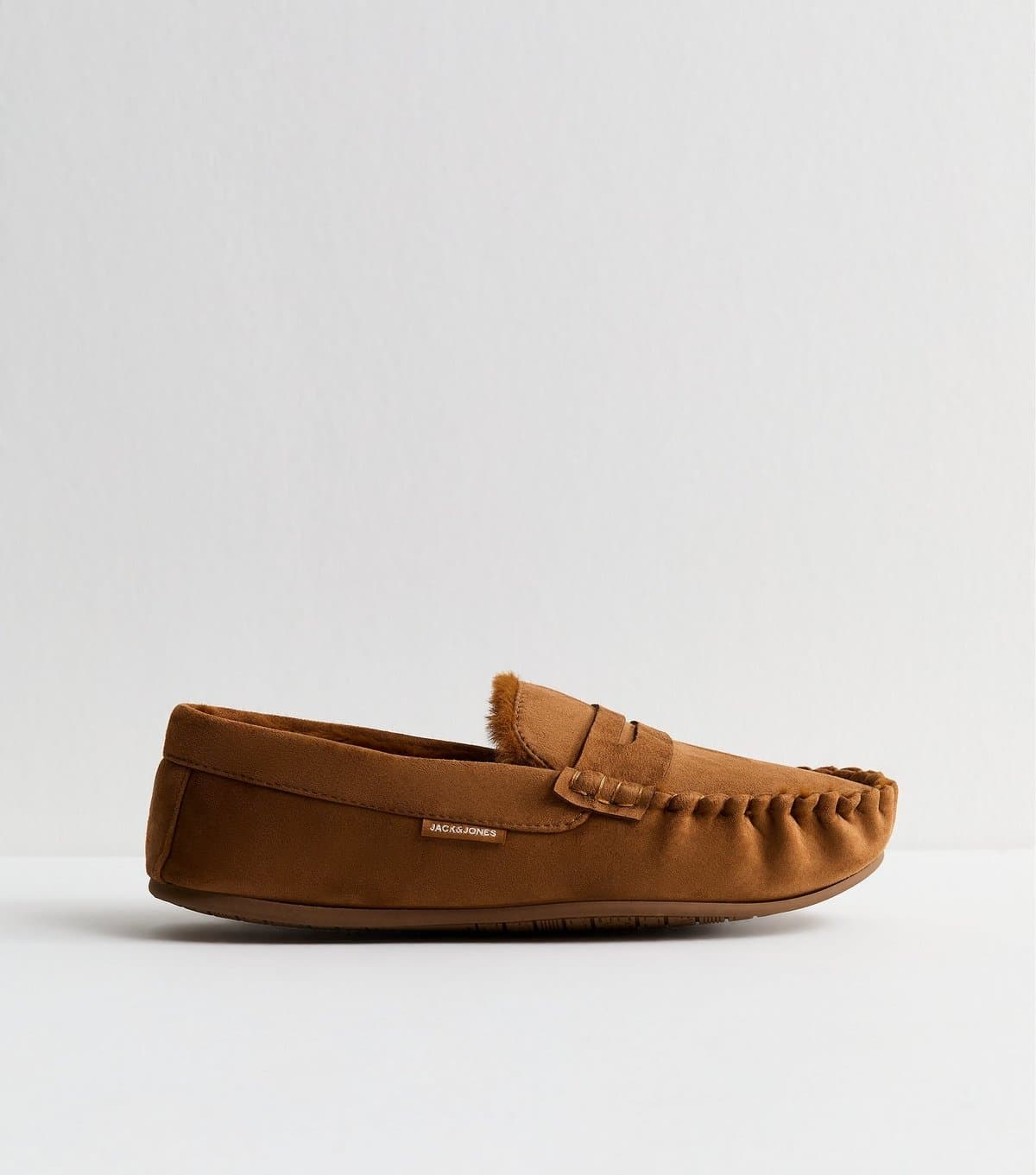 jack & jones Men's Tan Faux Suede Moccasin Slippers Jack & Jones New Look