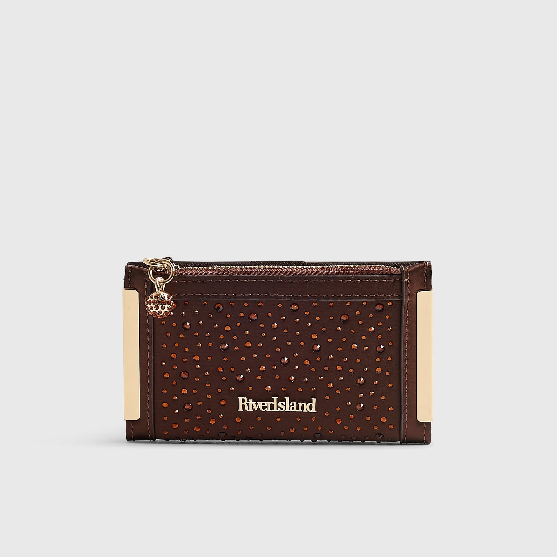 River Island River Island Womens Brown Diamante Mini Purse