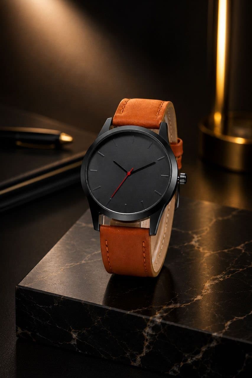 Lovii Lovii Men's Men Minimalist Suede Leather Watch Classic Casual Wristwatch in Brown