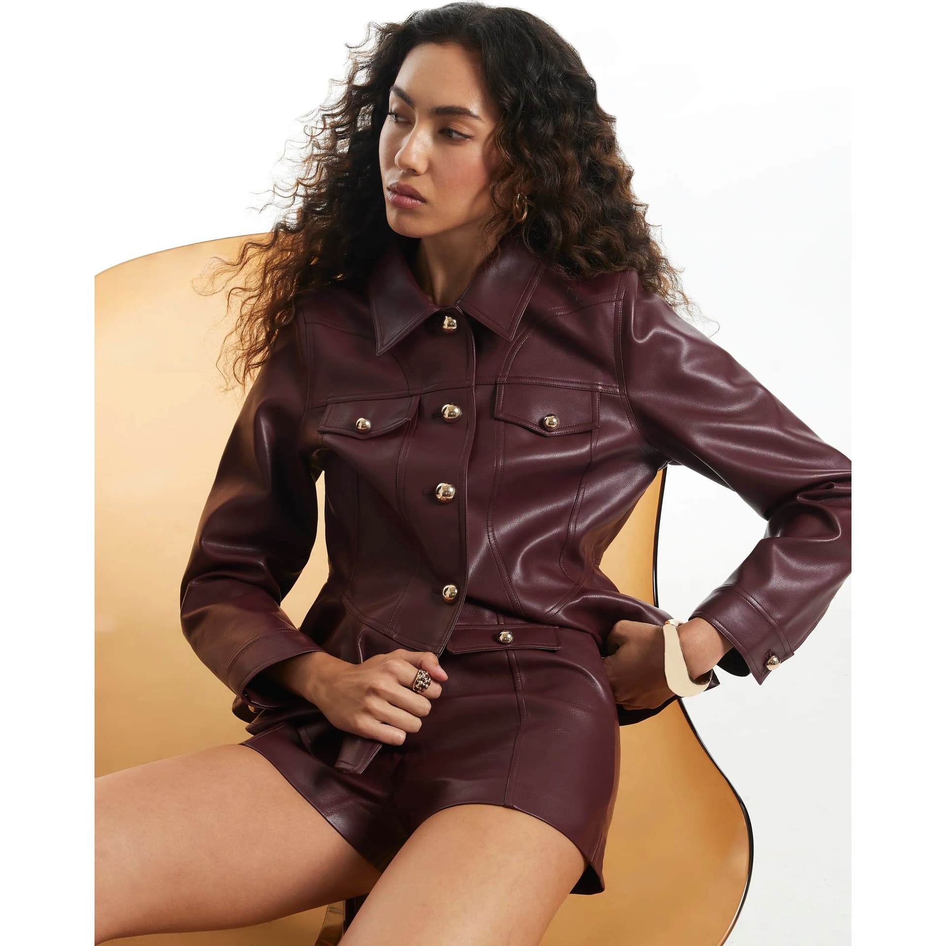 River Island River Island Womens Red Faux Leather Shorts