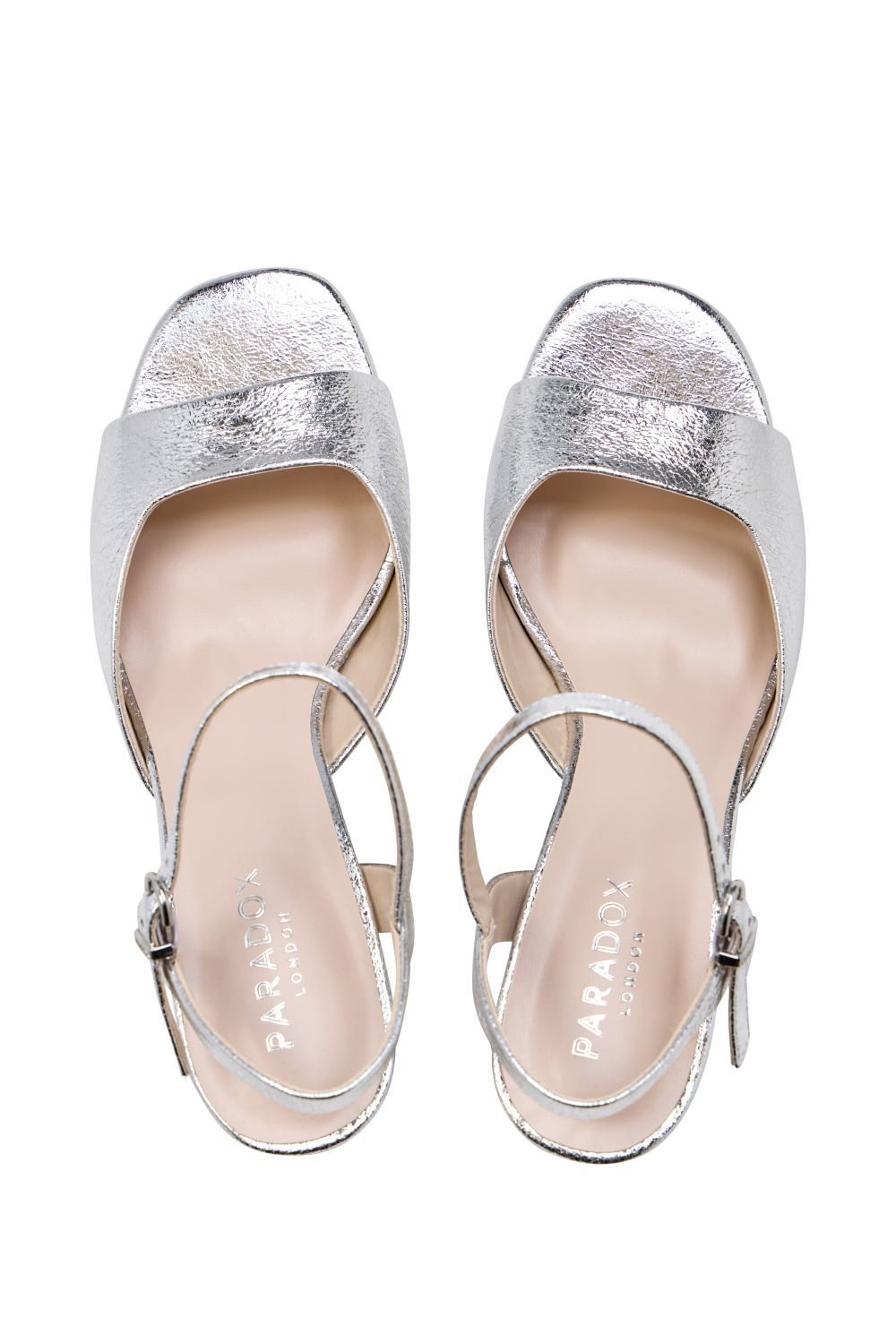 Paradox London Paradox London Women's 'Livia' High Heel Platform Ankle Strap Sandals in Metallic Silver - 3