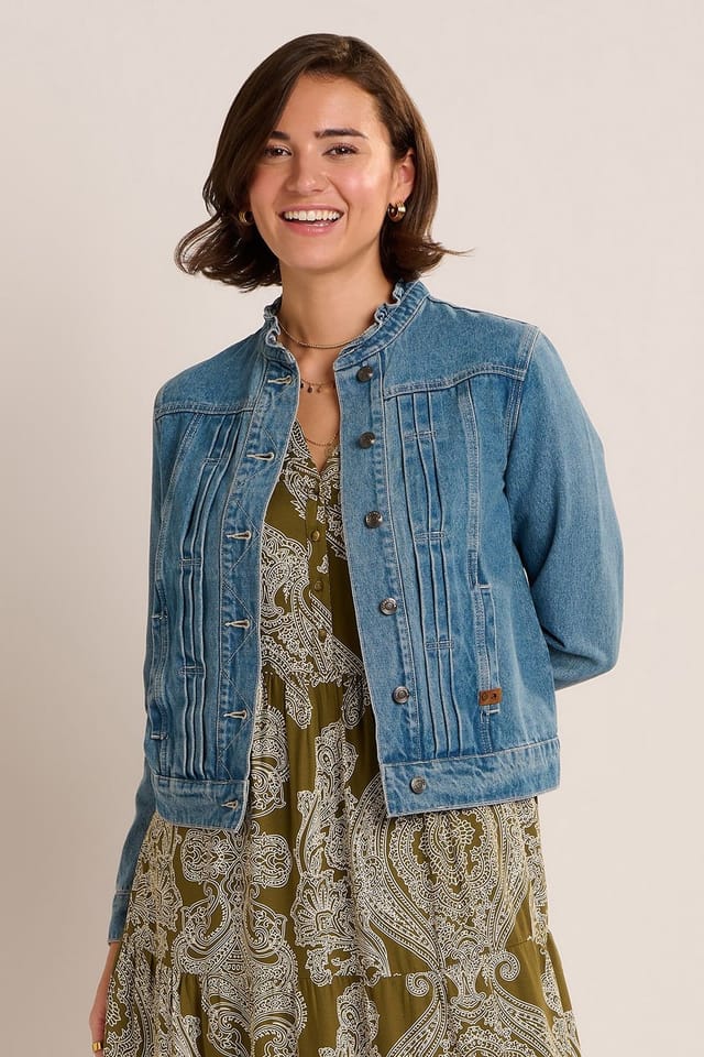 Brakeburn Brakeburn Women's RUFFLE NECK JACKET in Blue - 2