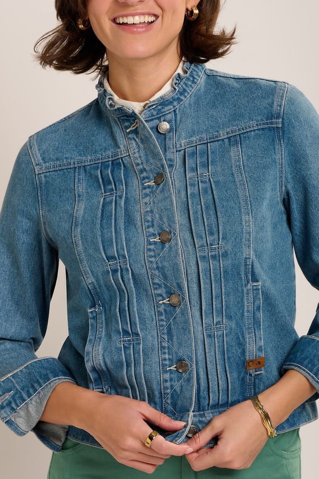 Brakeburn Brakeburn Women's RUFFLE NECK JACKET in Blue - 3