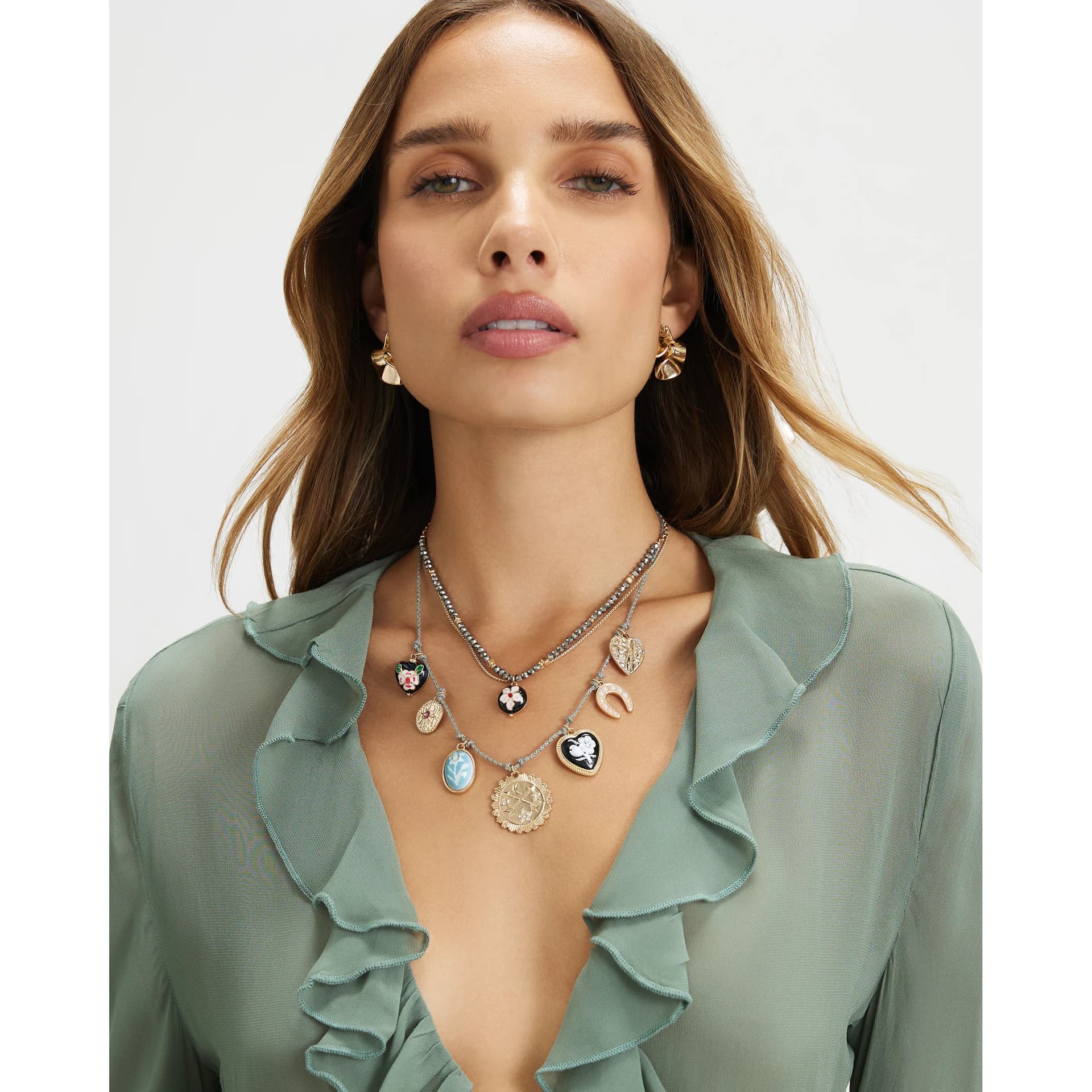 River Island River Island Womens Gold Multi Charm Necklace