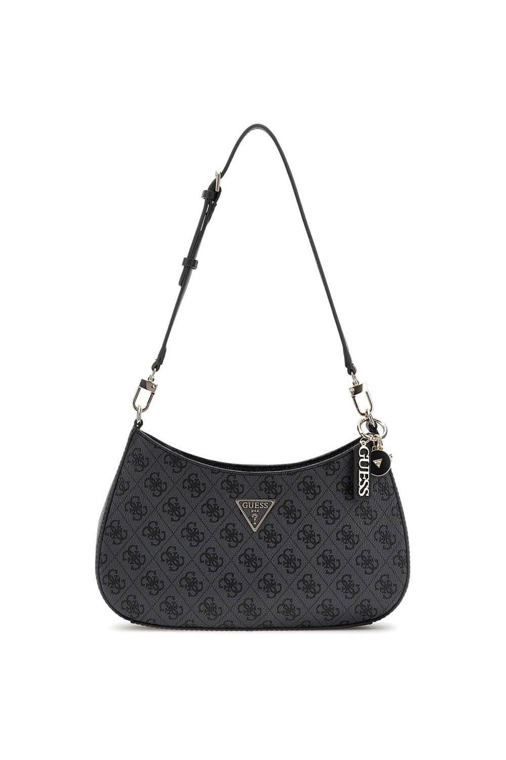 Guess Guess Women's Noelle Top Zip Shoulder Bag Coal Logo in Black
