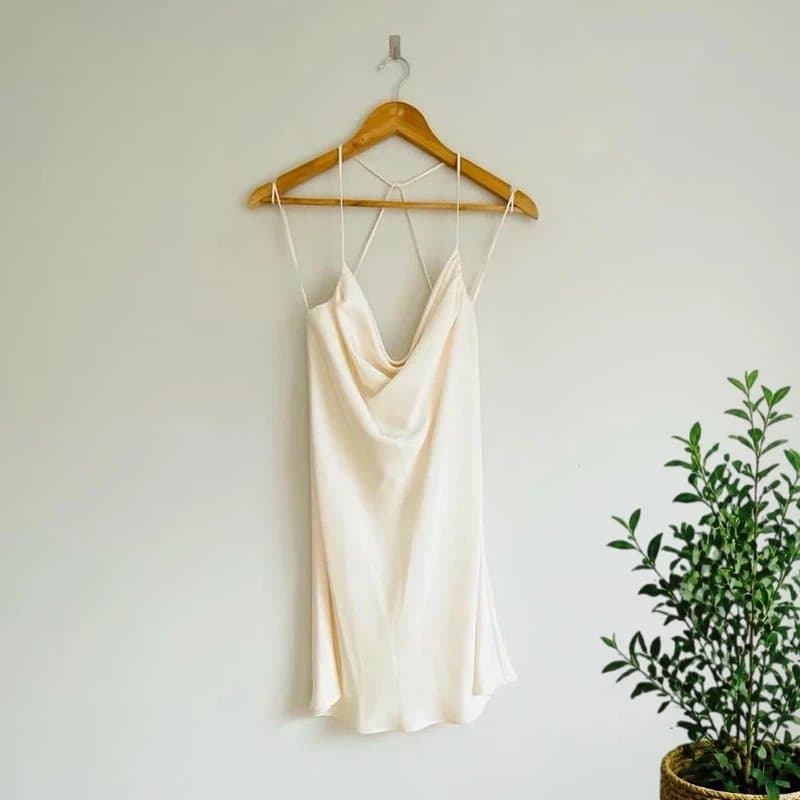 Zara Zara cream satin strappy mini dress Size XS