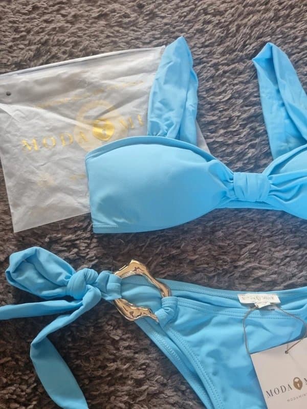 Moda Minx Moda Minx powder blue iconic wide-strap bandeau bikini set size L