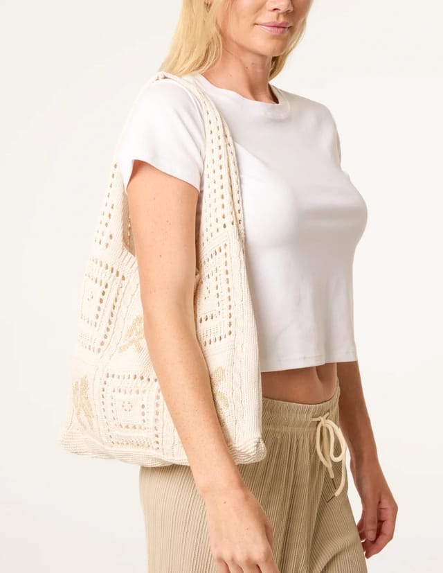 Blue Vanilla Metallic Crochet Knit Bag - 2