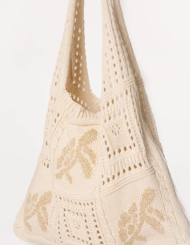 Blue Vanilla Metallic Crochet Knit Bag - 3