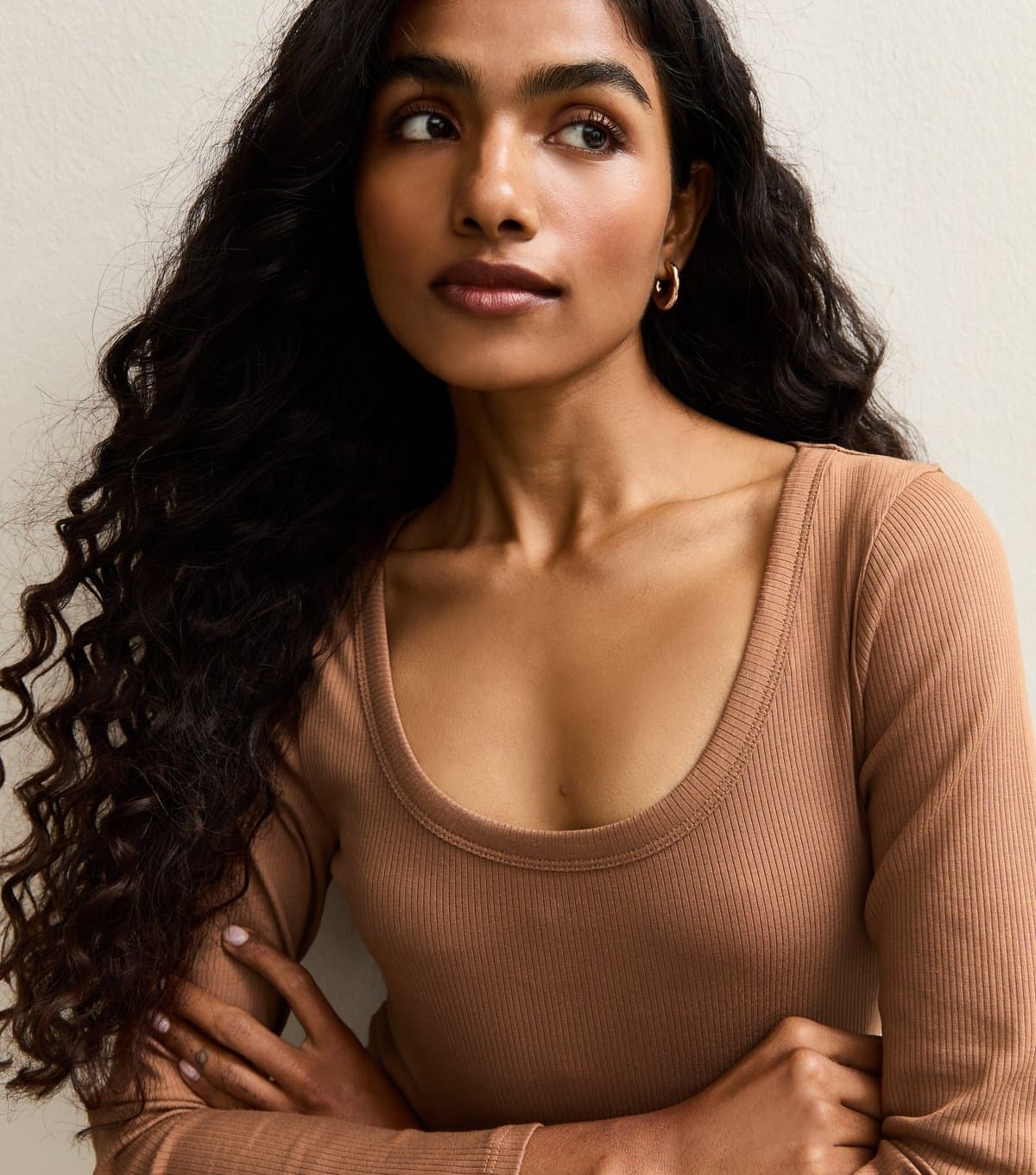 New Look Women's Petite Black Ribbed Jersey Scoop Neck Top New Look