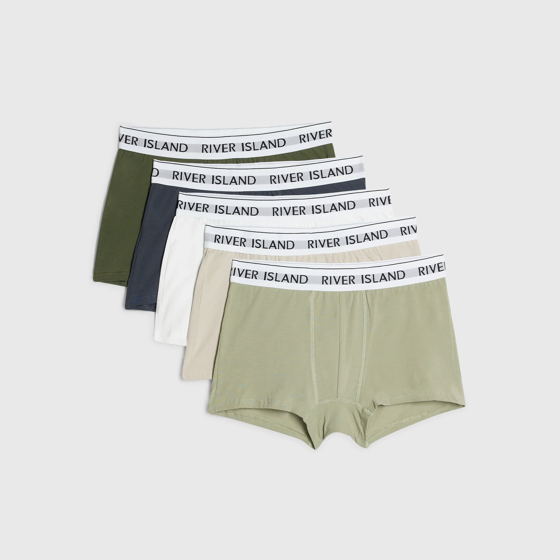 River Island Mens River Island Khaki Multicolour Tipped Pack Of 5 Trunks