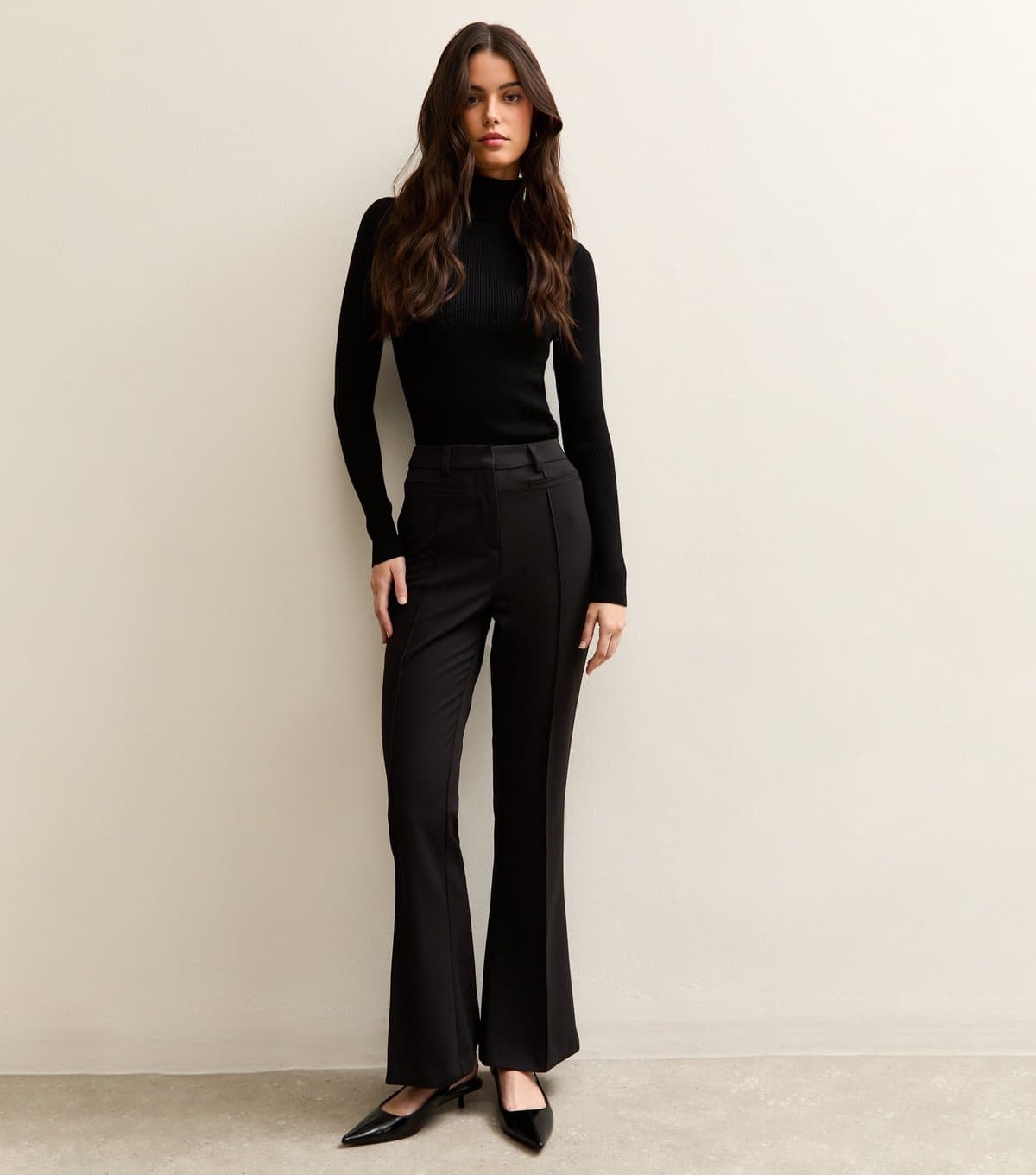 New Look New Look Black Mid Waist Flared Trousers