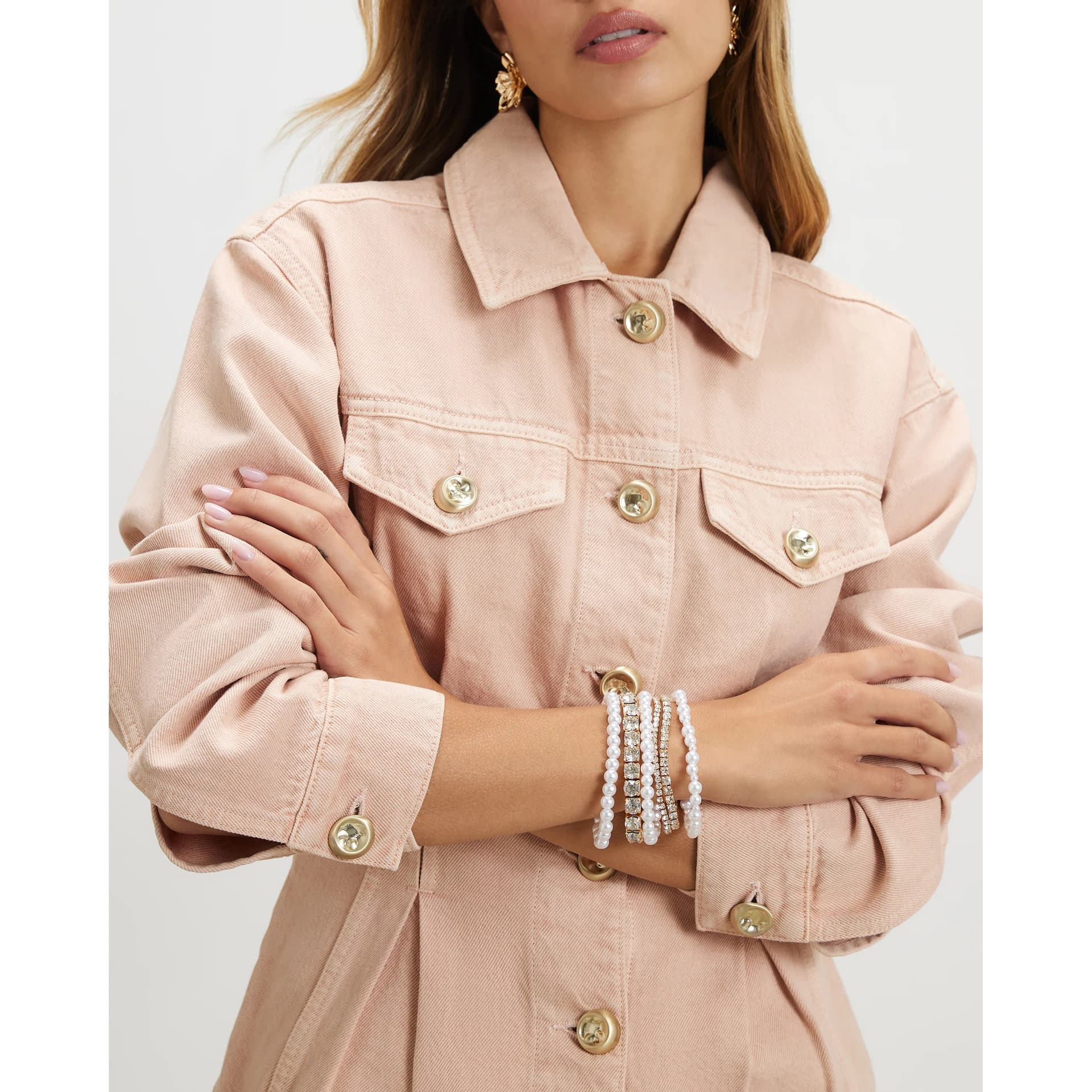 River Island River Island Womens White Crystal And Pearl Stretch Bracelet Pack