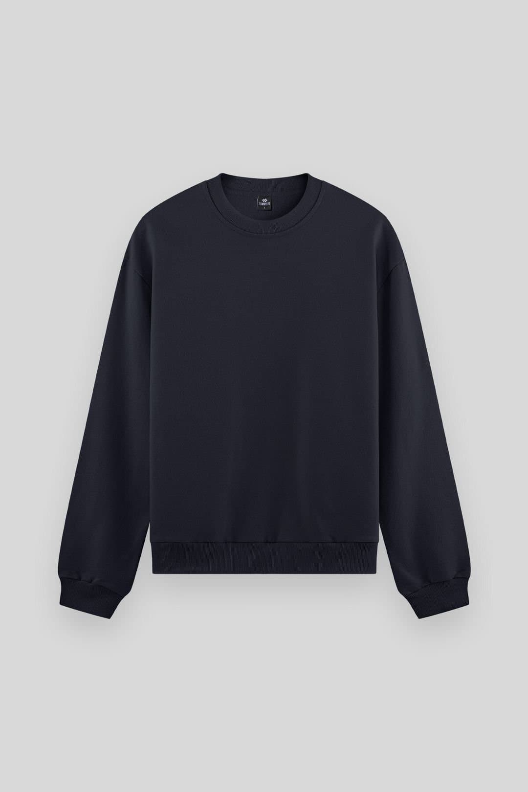 Tommy Life Tommy Life Men's Plain Crew Neck Sweatshirt in Navy