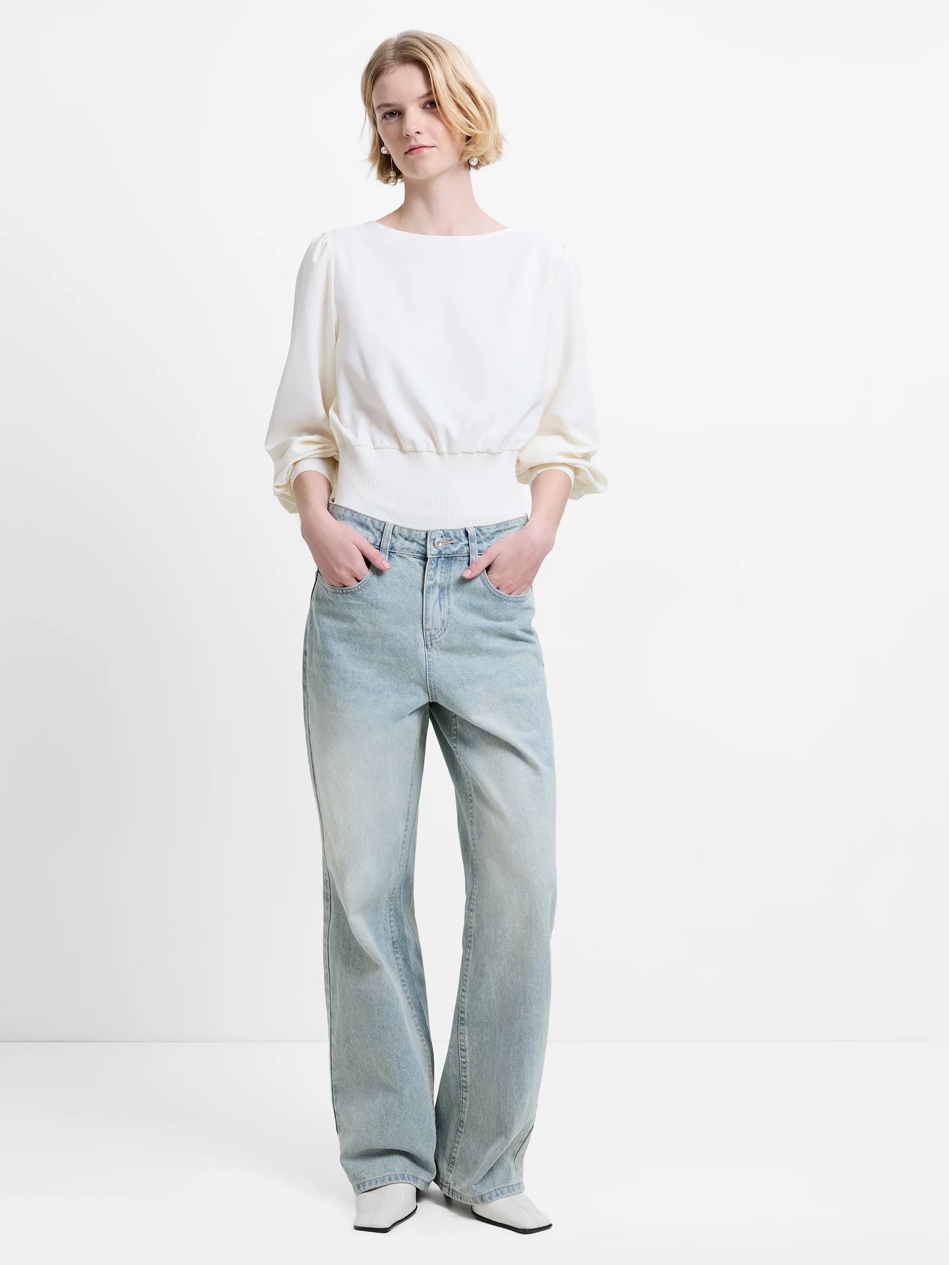 French Connection Dallas Denim Straight Leg Jeans Blue Beige