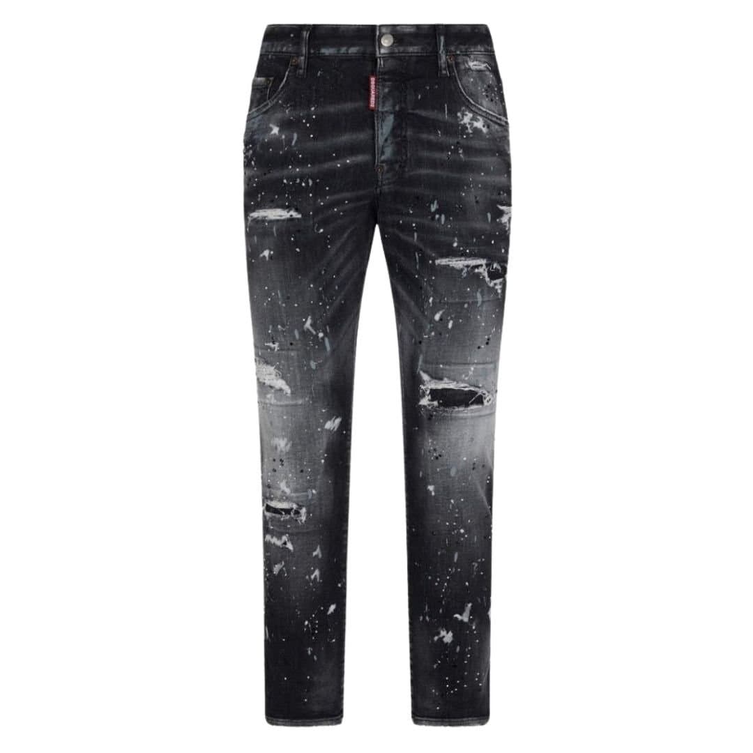 Dsquared2 Dsquared2 Men's Skater Jean Paint Splatter Black Wash Jeans