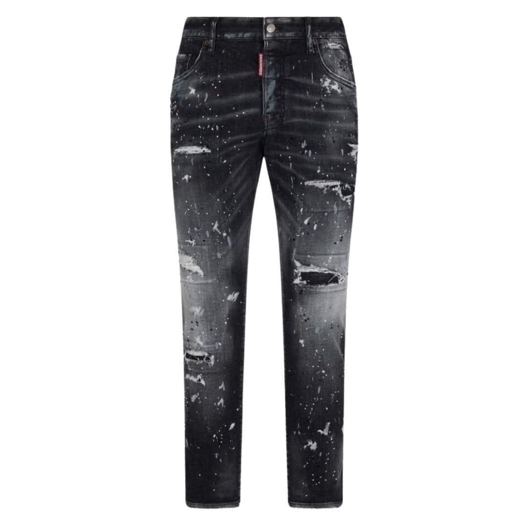 Dsquared2 Dsquared2 Men's Skater Jean Paint Splatter Black Wash Jeans - 1