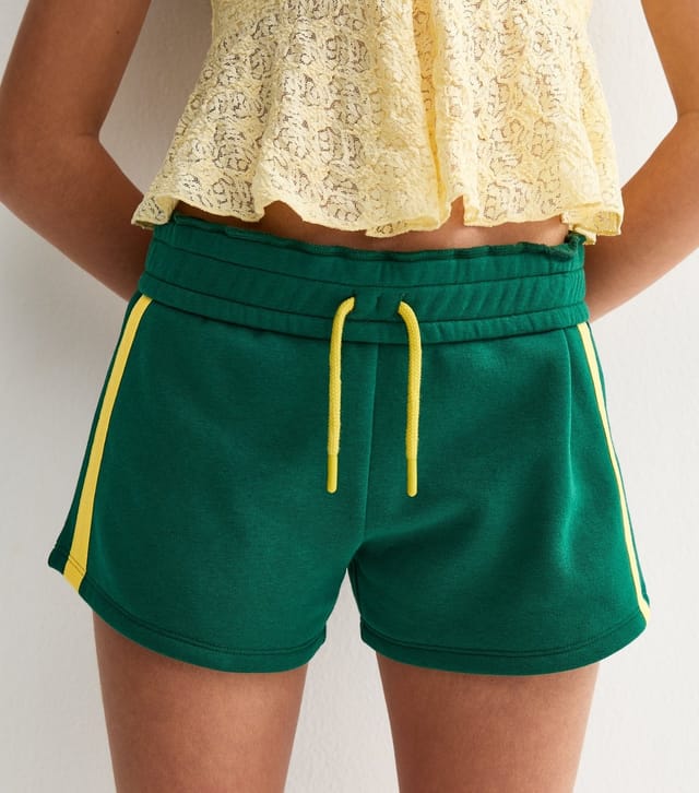 New Look Girls' Dark Green Side Stripe Drawstring Shorts New Look - 3