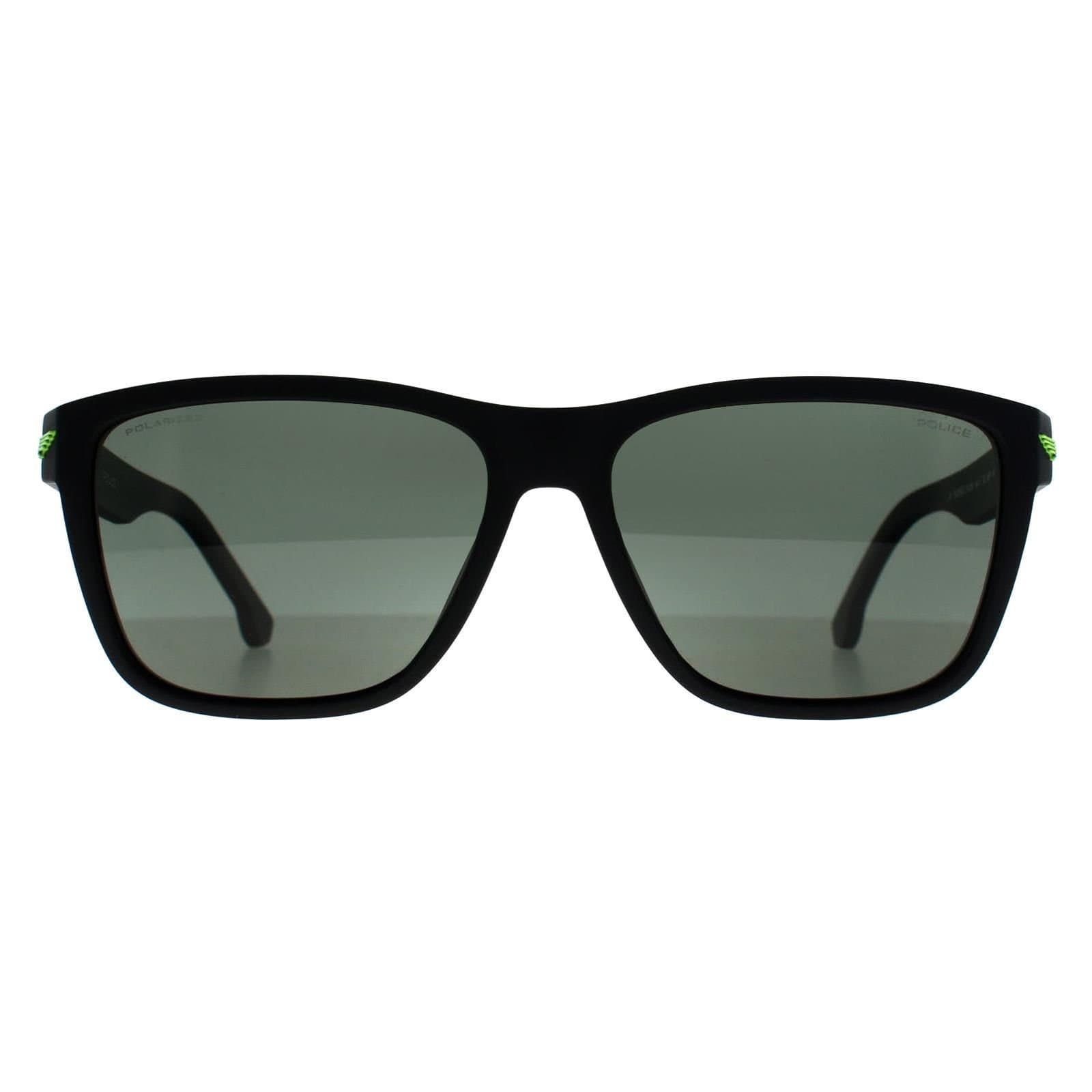 Police Police Men's Rectangle Matte Black Grey Green Polarized SPLB38E Tailwind 3