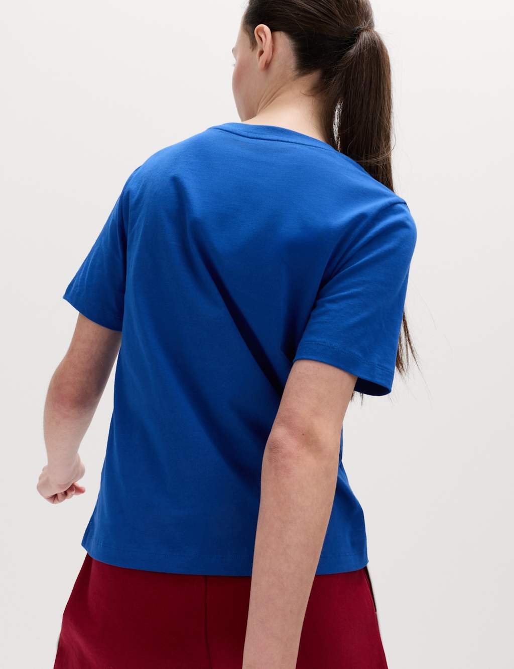 Marks & Spencer M&S Pure Cotton Striped Everyday Fit T-Shirt Bright Blue Mix - 4