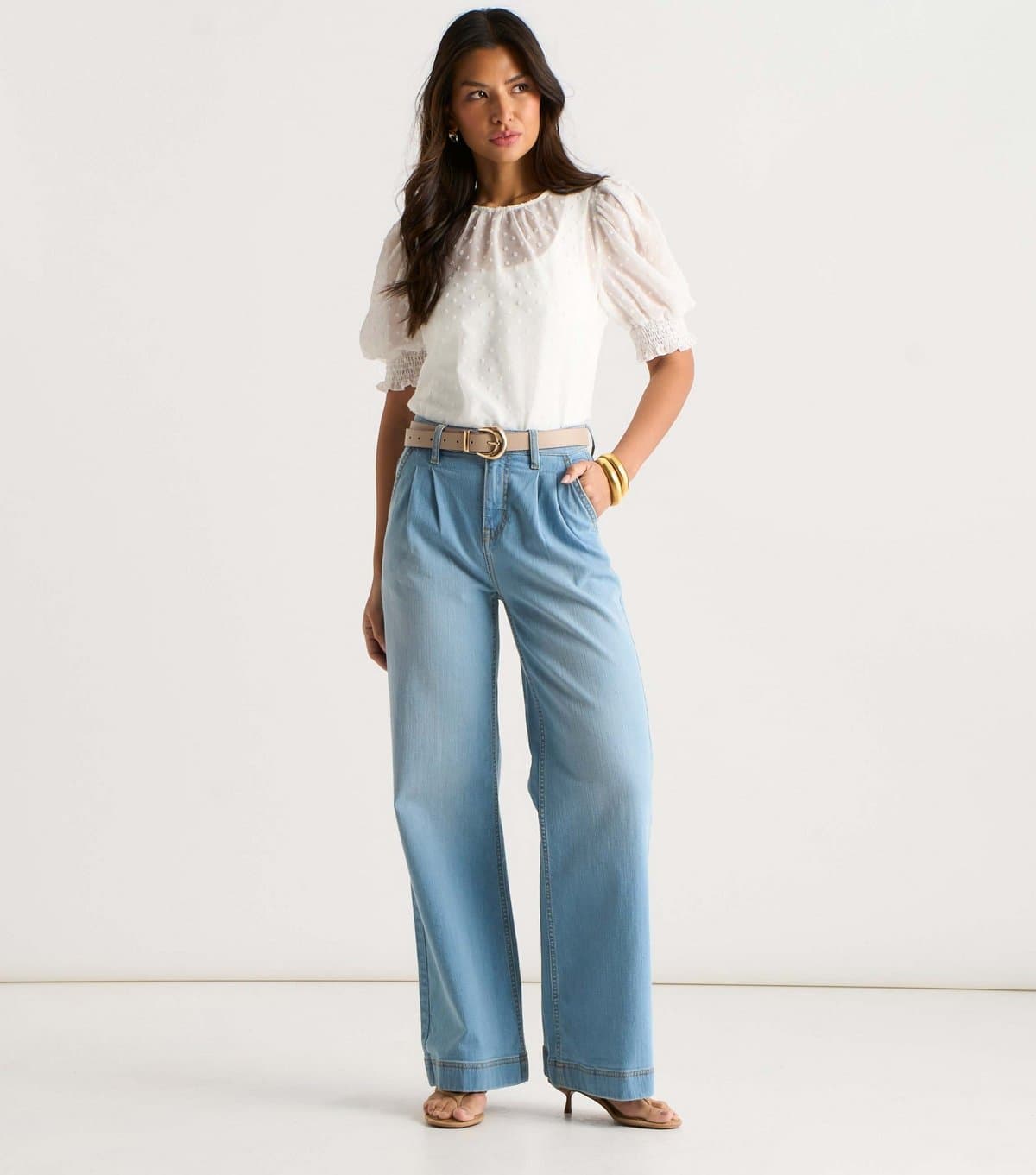 Gini London Women's Light Blue Pleated Leg Jeans Gini London New Look