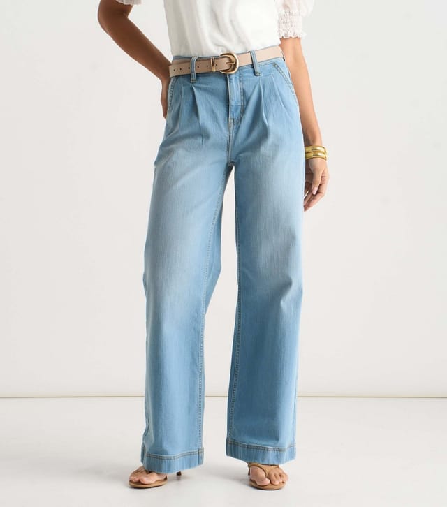 Gini London Women's Light Blue Pleated Leg Jeans Gini London New Look - 2