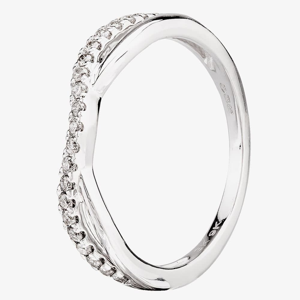 T.H.Baker T.H.Baker Women's 9ct White Gold 0.20ct Diamond Crossover Ring in Silver