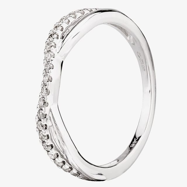 T.H.Baker T.H.Baker Women's 9ct White Gold 0.20ct Diamond Crossover Ring in Silver - 2